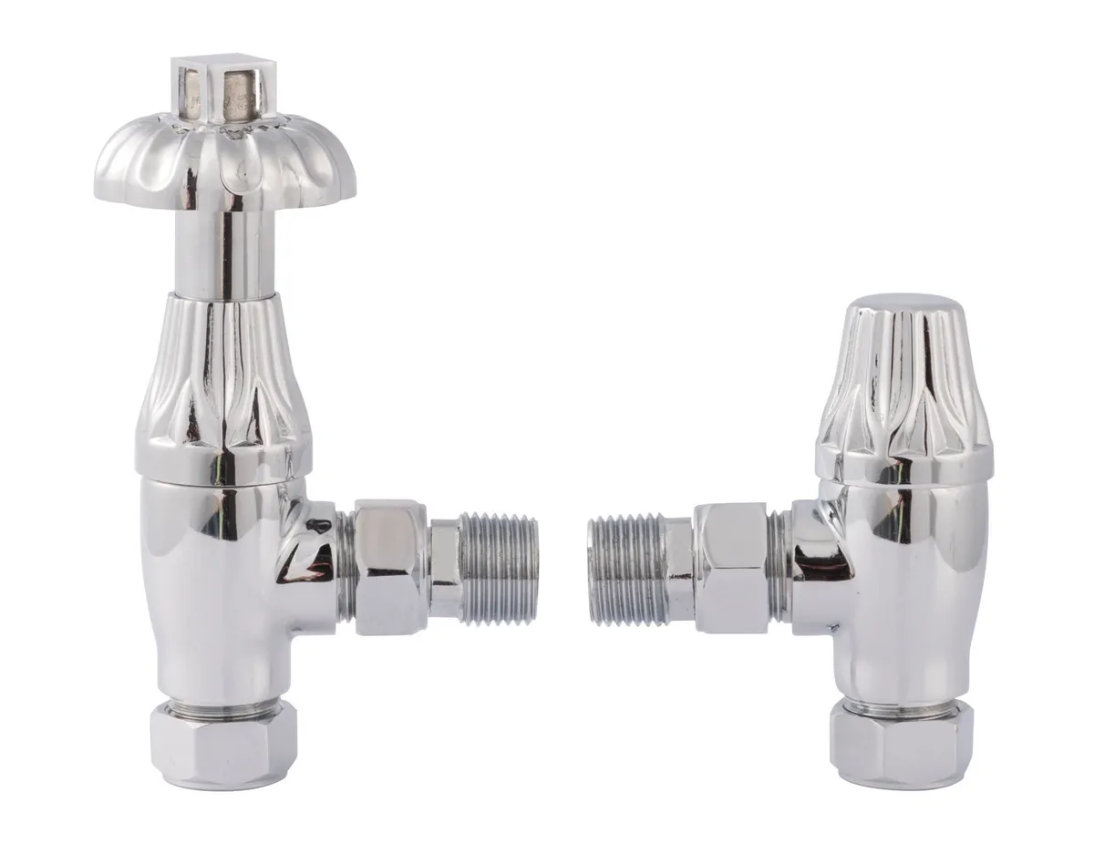 Fluted Radiator Bayswater | Bayswater Chrome Angled Thermo Radiator Valve with Fluted…